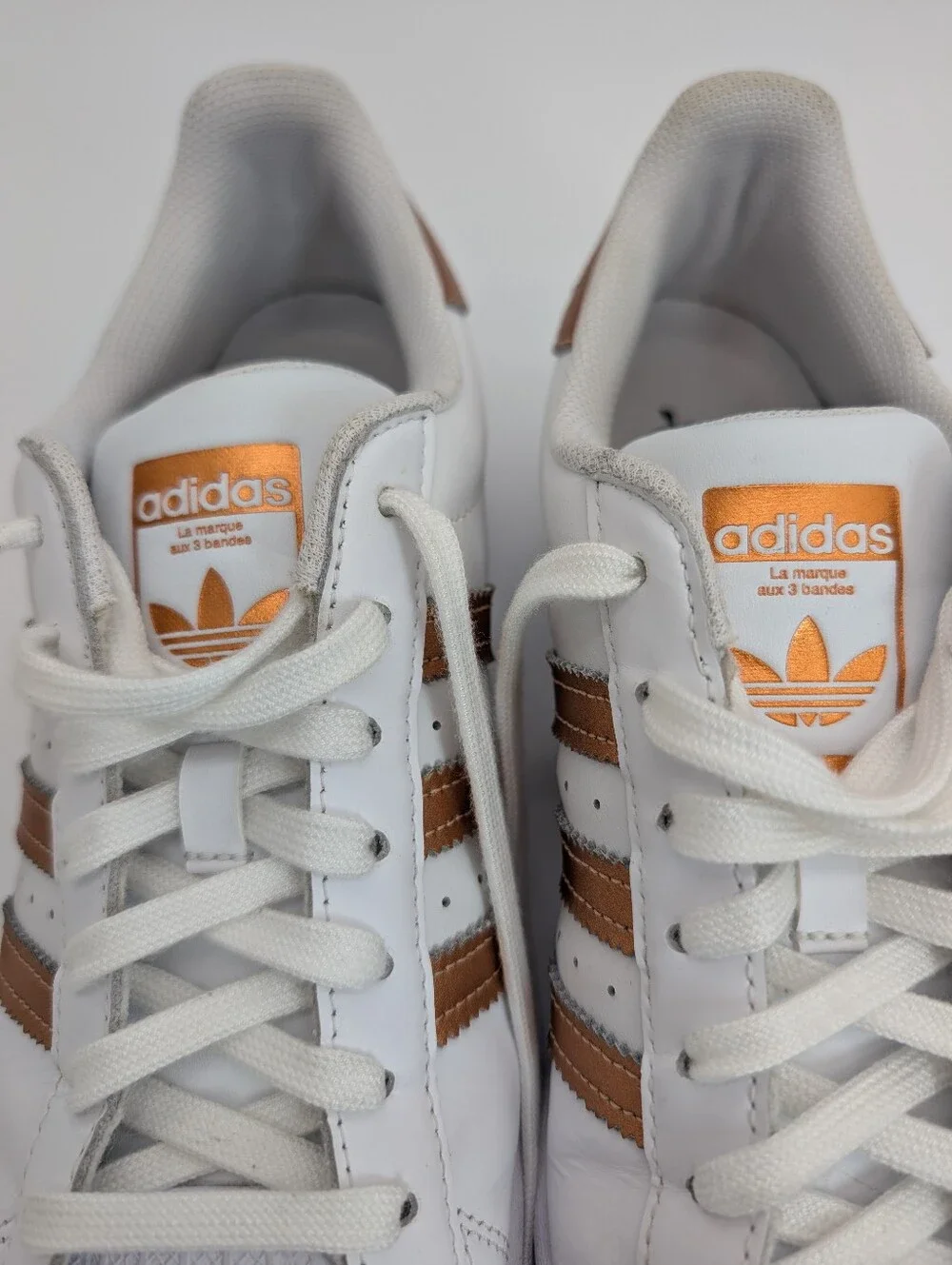 adidas Superstar Women's White Copper Metallic Sneakers US 10
